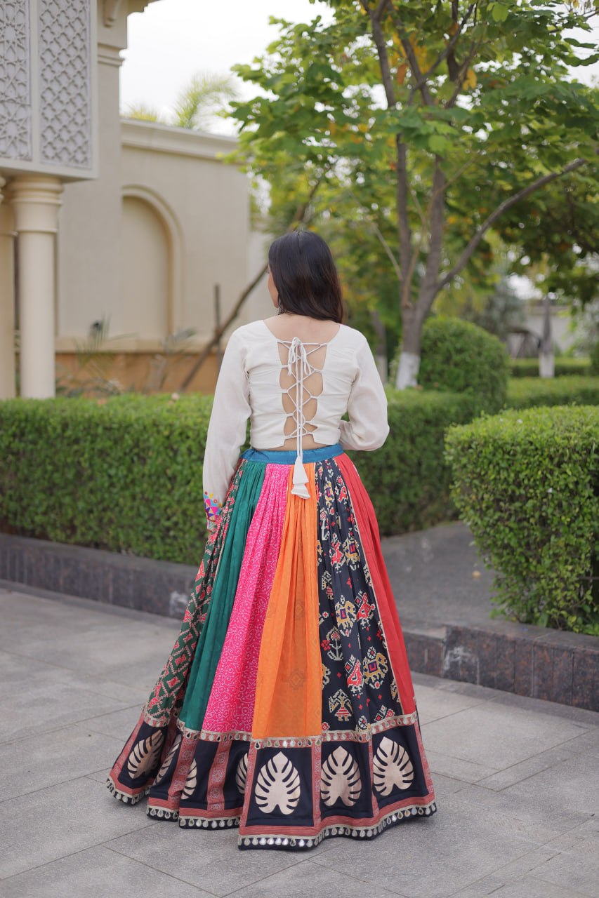 Dhriti Multicolor Cotton Printed Gota Lehenga Choli