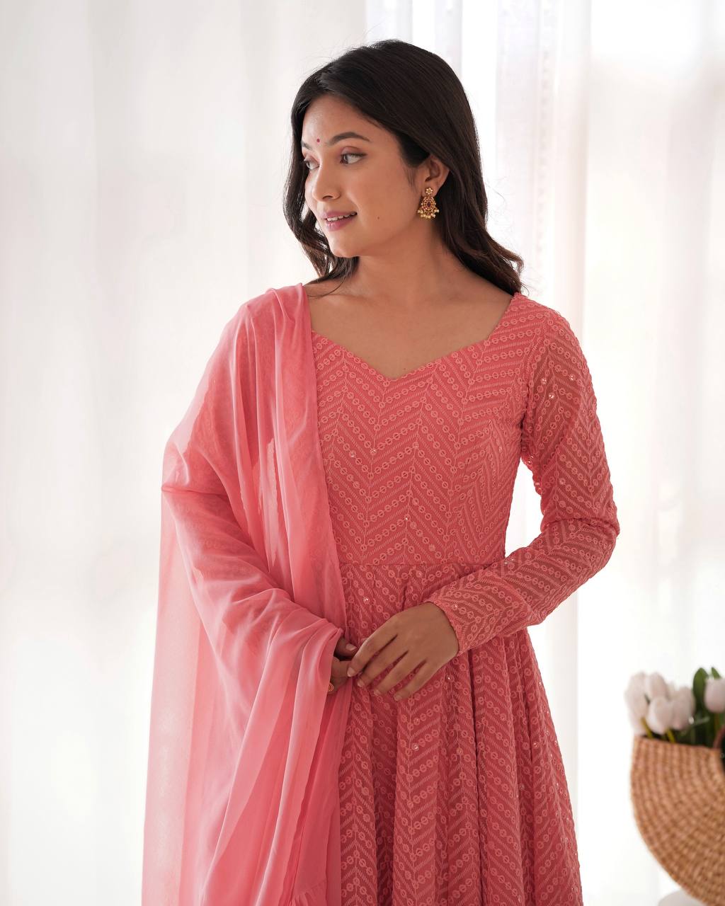 Jyotika Peach Anarkali Suit Set