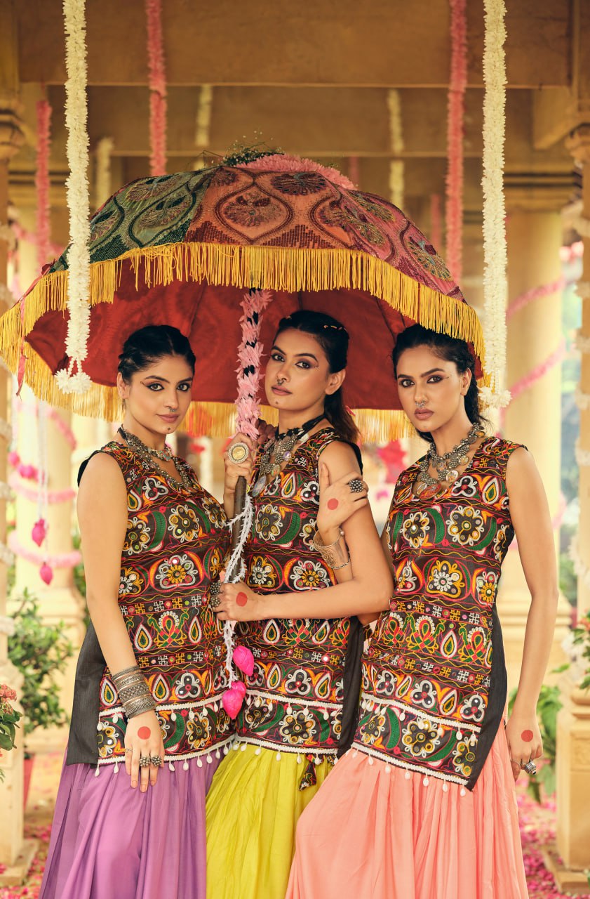 Black Pure Rayon Ribbon Work Embroidered Lehenga Choli