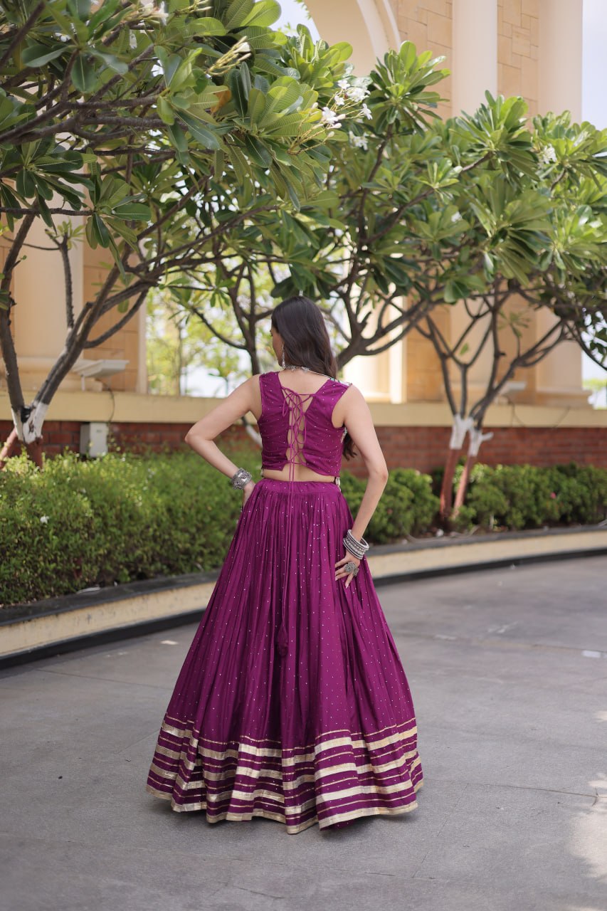 Yashvi Purple Reyon Mukesh Patti Lace Lehenga Choli