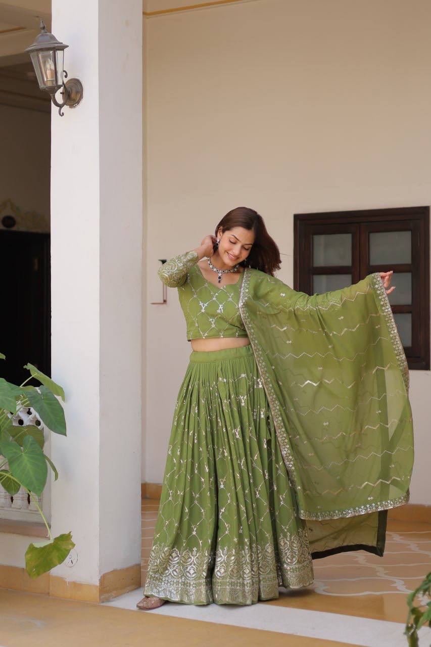 Georgette embroidered Kimaya designer lehenga choli