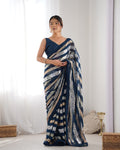 Kira Navy Blue Sequin Embroidery Georgette Saree