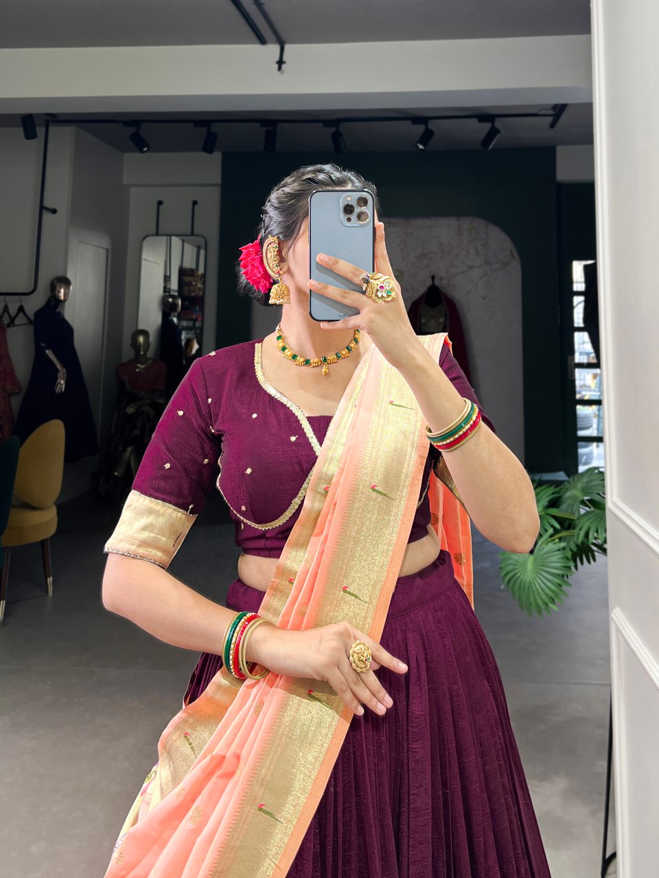 Ahalya Silk Purple Paithni Laced Lehenga Choli