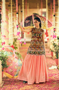Peach Pure Rayon Ribbon Work Embroidered Lehenga Choli