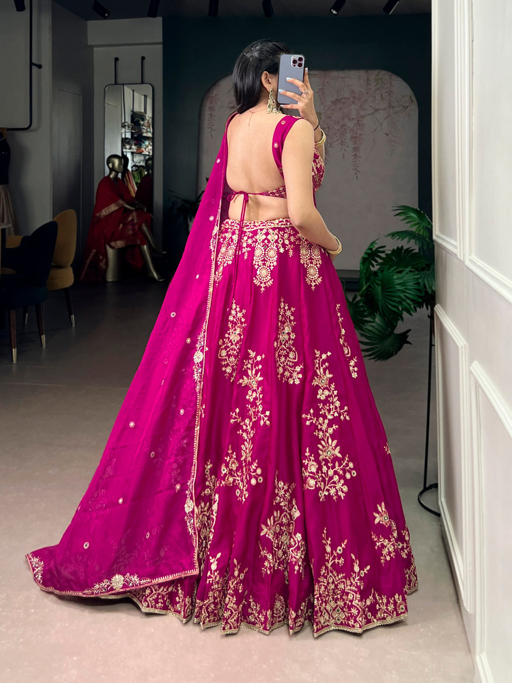 Abhirami pink nysha silk embroidered work lehenga choli set