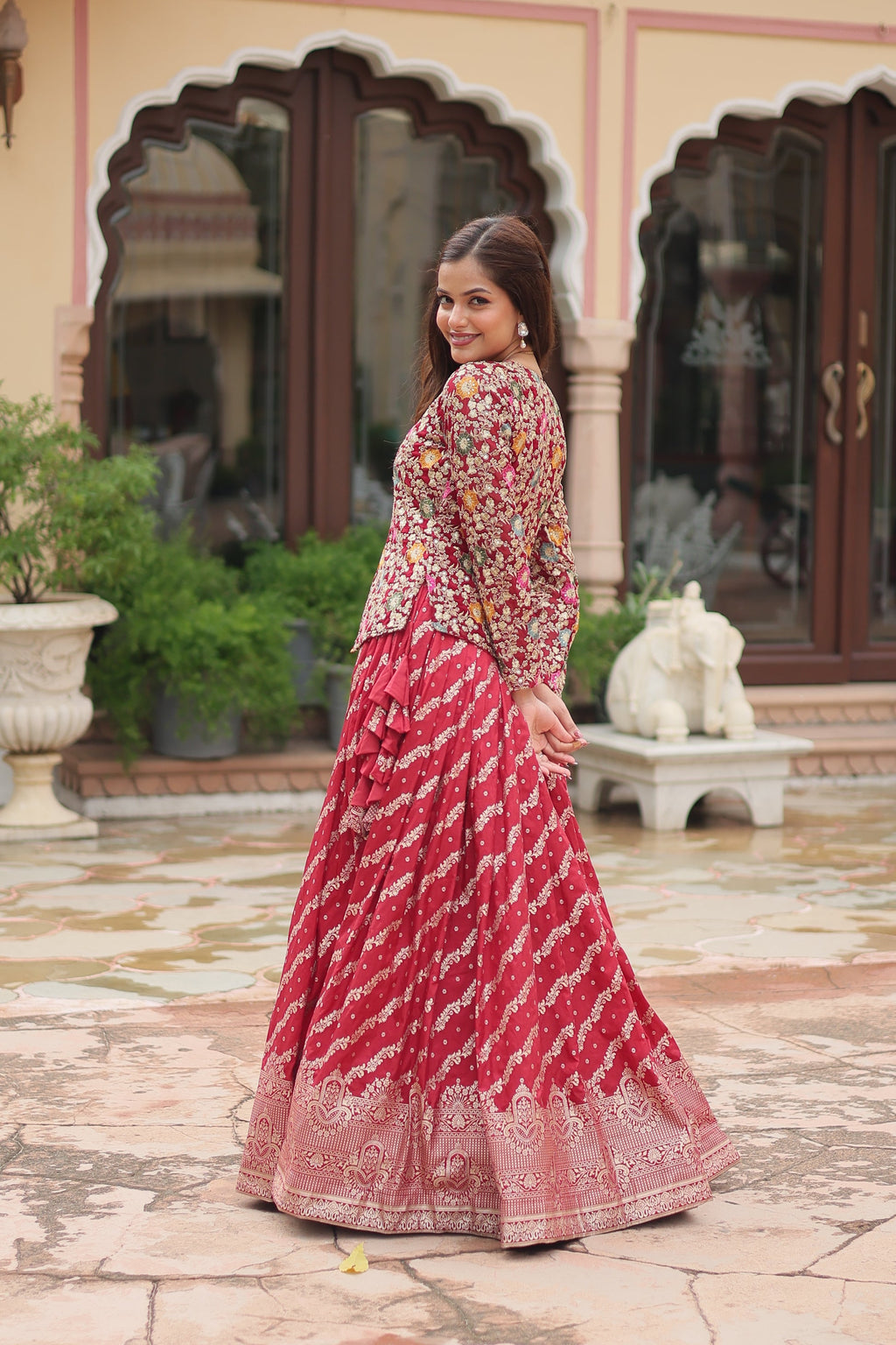 Radhya pure dayble viscose jacquard lehenga choli