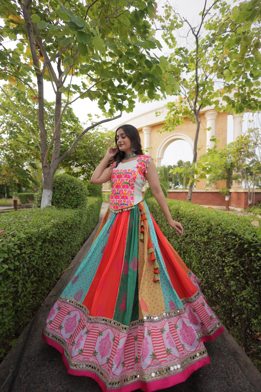 Chhavi Multicolor Cotton Printed Mirror Lehenga Choli