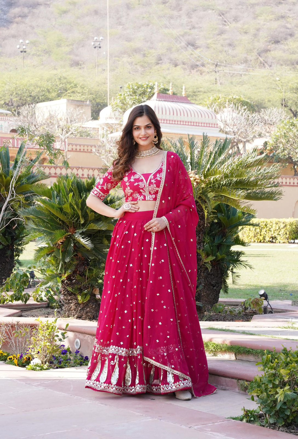 Vrinda pink sequins embroidered lehenga set
