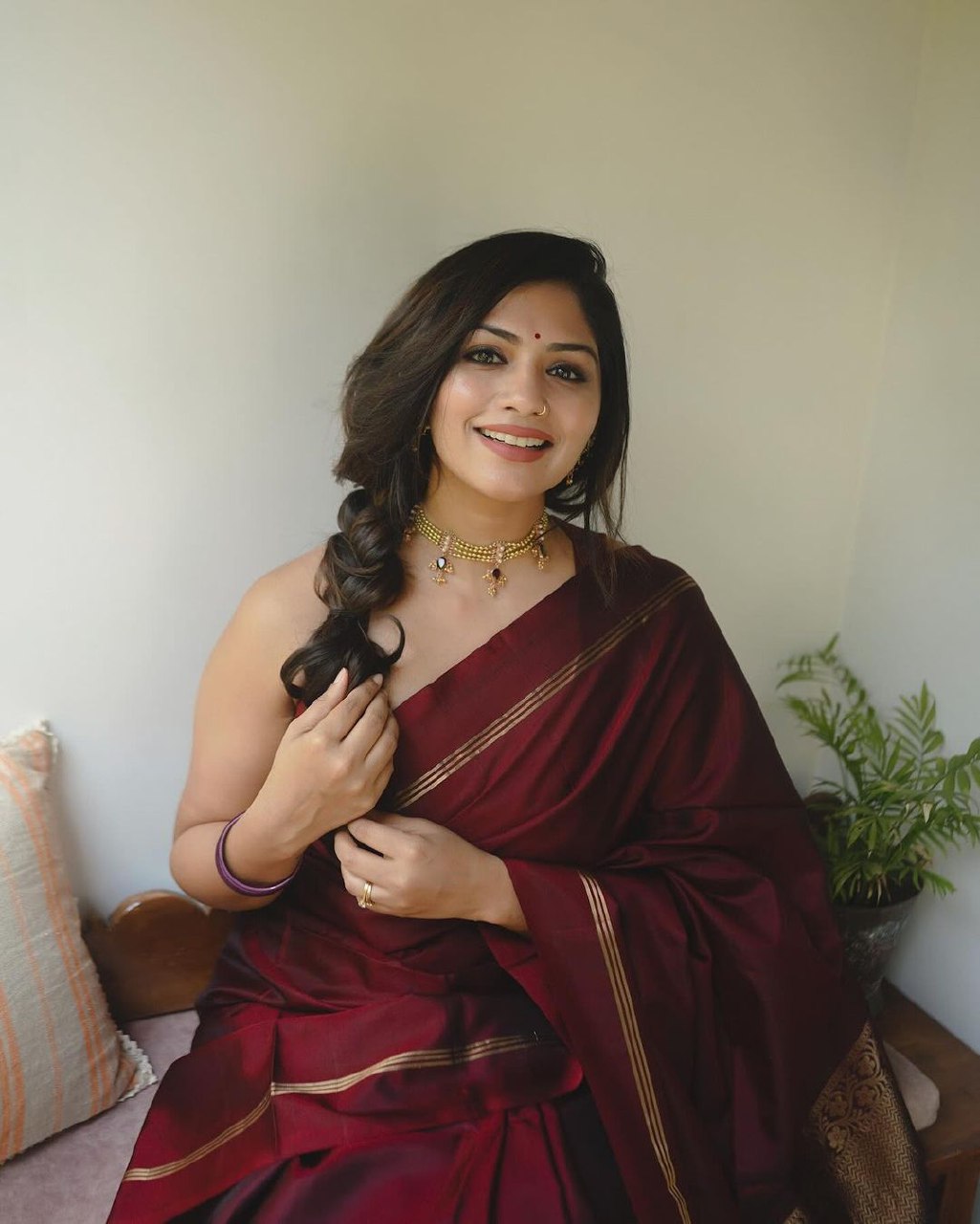 Niva Maroon Pure Banarasi Silk Saree