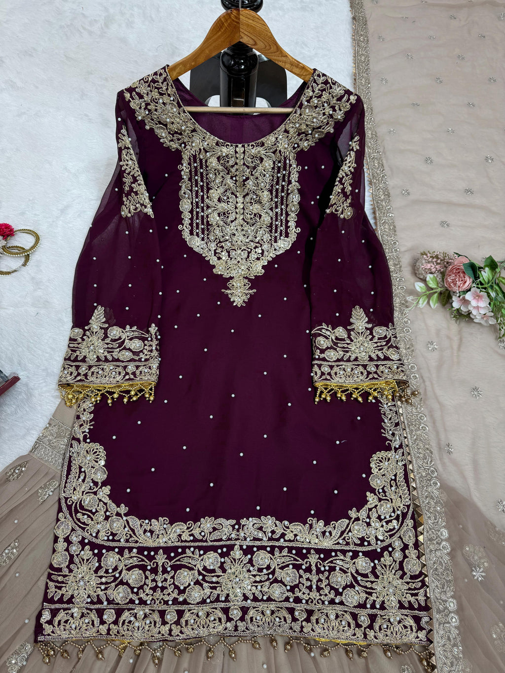 Niyati Georgette Embroidered Kurti Sharara Set