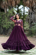Radiant Charisma: Embroidered Sequin-Adorned Double Frill Gown