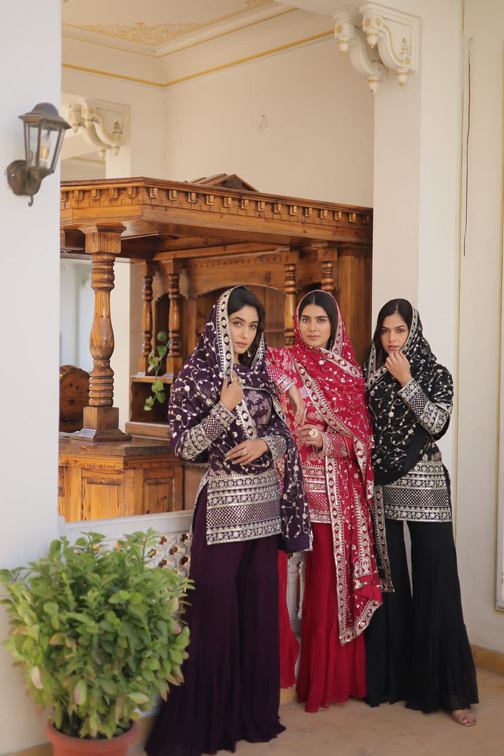 Rambha Viscose Jacquard Sequins Kurti Shahara Set