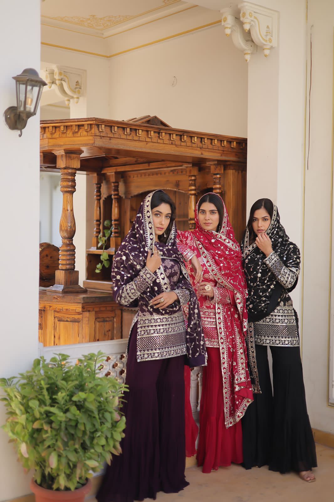 Rambha Viscose Jacquard Sequins Kurti Shahara Set