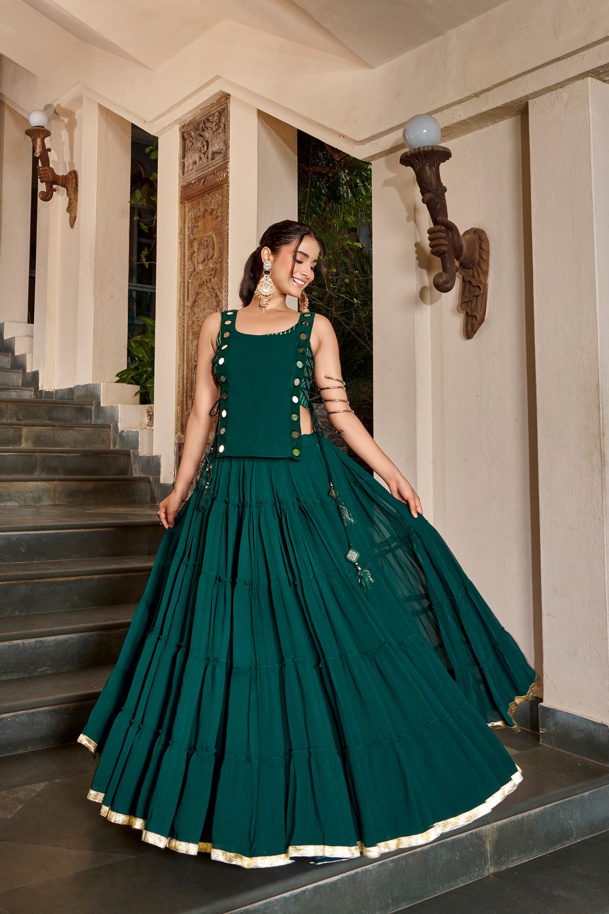Palak Green Feather Light Lehenga Choli