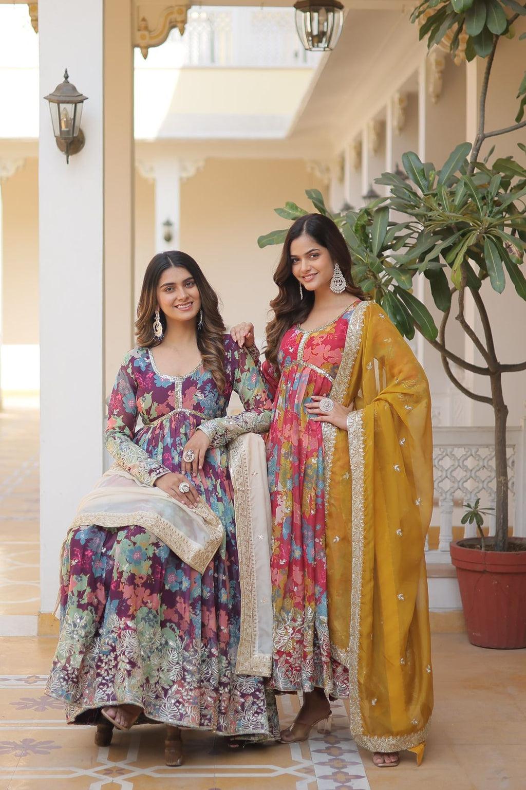 Matrika Pink Georgette Embroidered Anarkali Gown Set