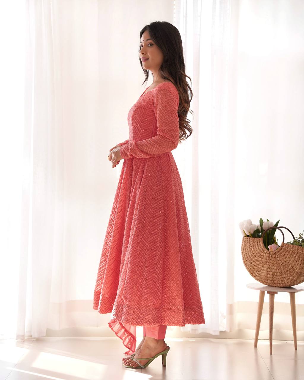 Jyotika Peach Anarkali Suit Set