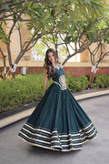 Yashvi Green Reyon Mukesh Patti Lace Lehenga Choli