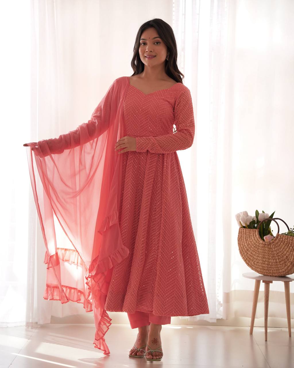 Jyotika Peach Anarkali Suit Set
