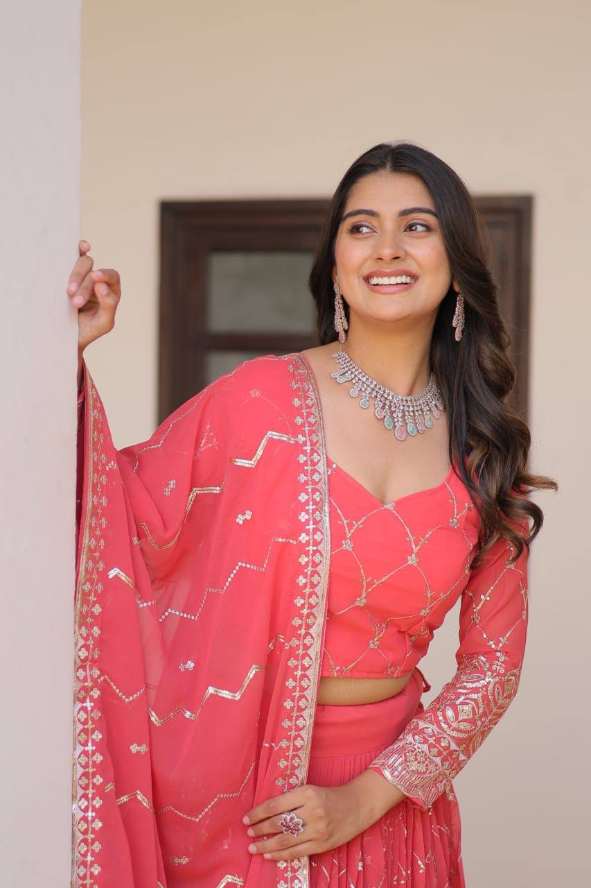 Georgette embroidered Kimaya designer lehenga choli