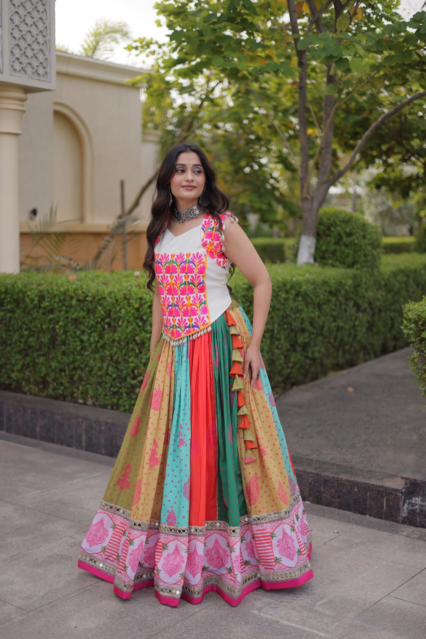 Chhavi Multicolor Cotton Printed Mirror Lehenga Choli