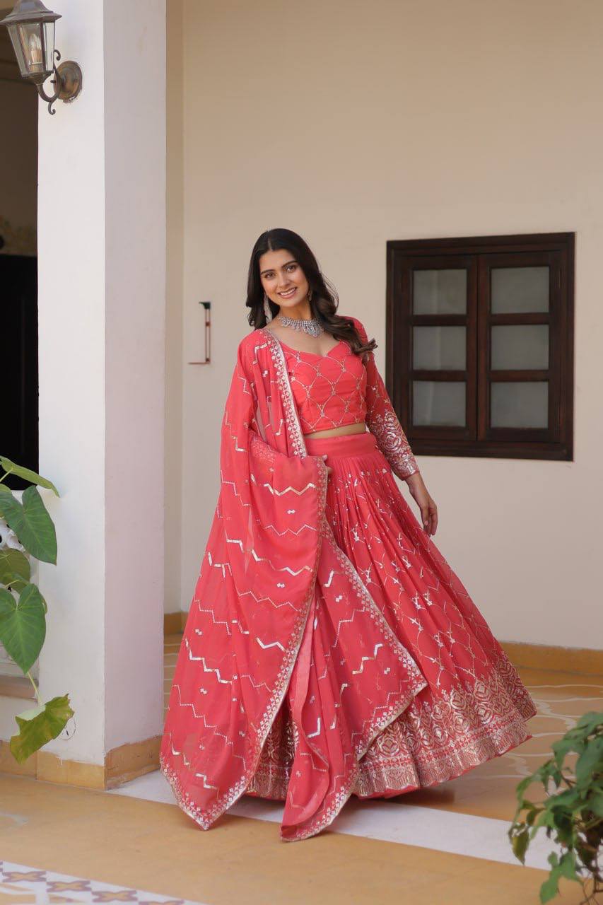Georgette embroidered Kimaya designer lehenga choli