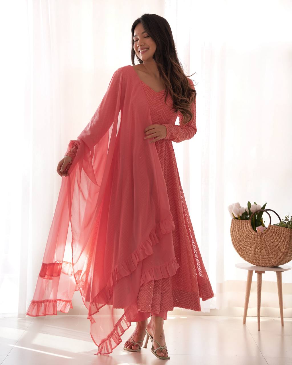 Jyotika Peach Anarkali Suit Set