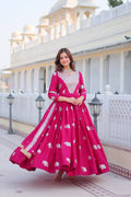 Veronika Pink Georgette Embroidered Anarkali Gown Set