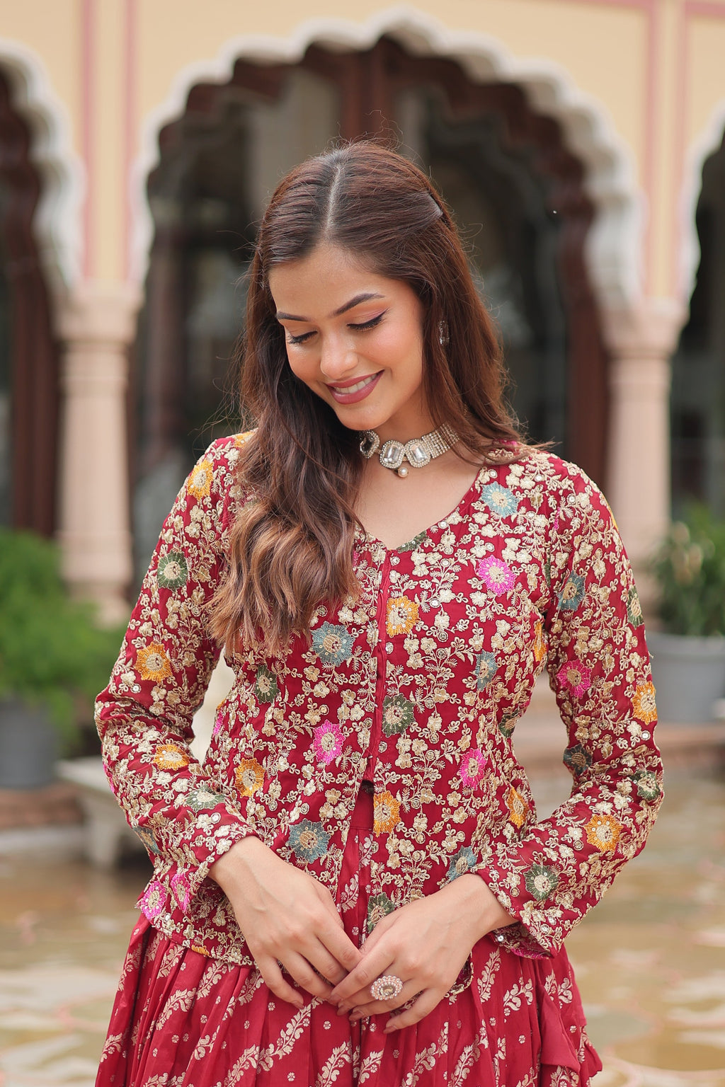 Radhya pure dayble viscose jacquard lehenga choli