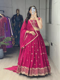 Yami Pink Color Georgette Embroidered Lehenga Choli with Dupatta