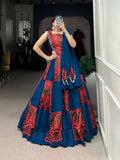 Yamini Multicolor Rayon Foil Print Kodi Lace Lehenga