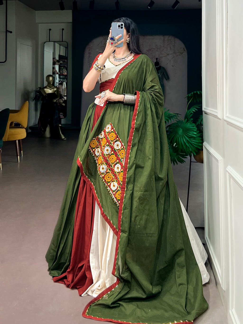 Varsha Multicolor Cotton Gamthi Lehenga