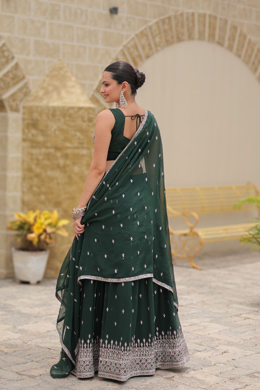 Avira Faux Georgette Embroidery Sequance Lehanga Set