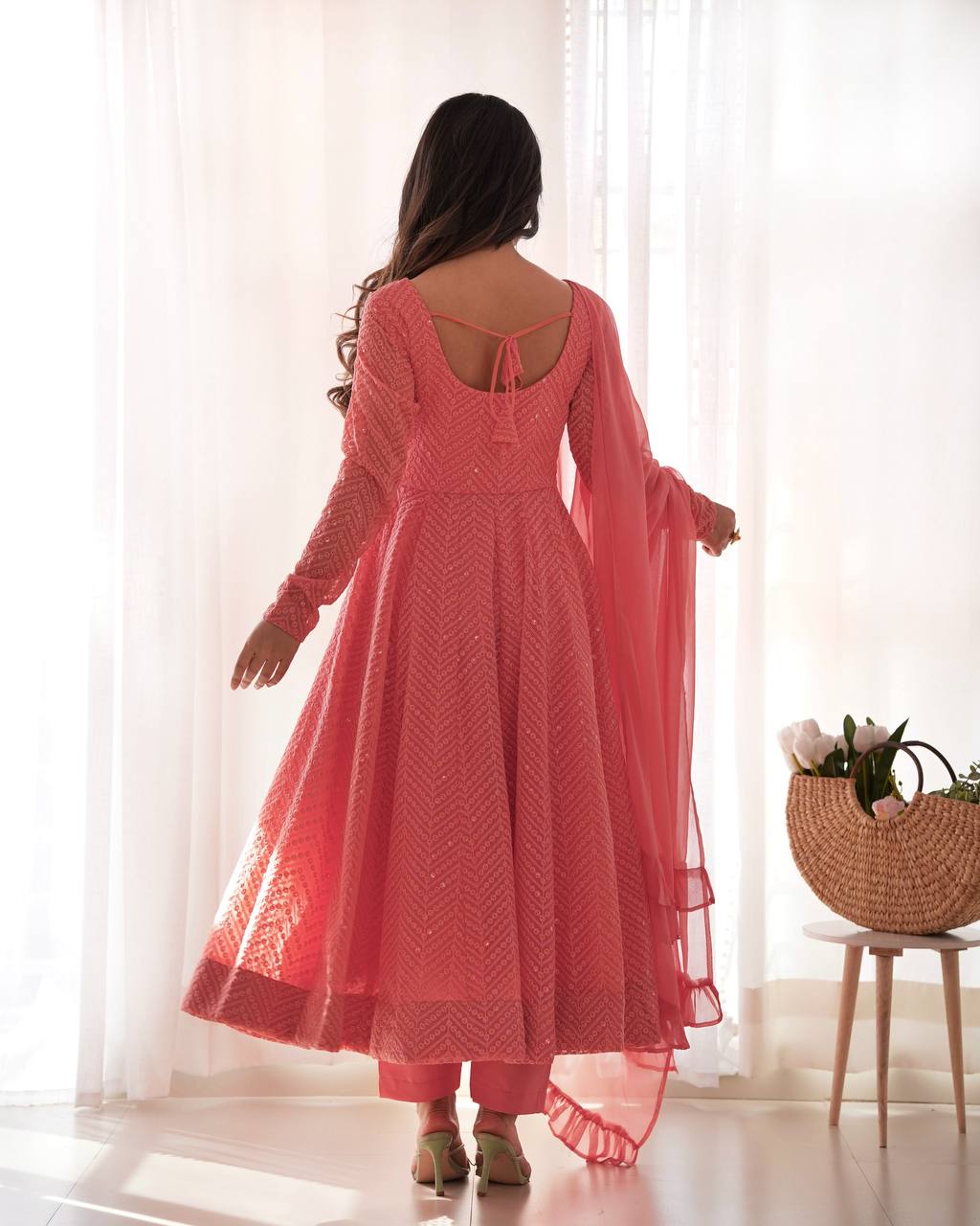 Jyotika Peach Anarkali Suit Set