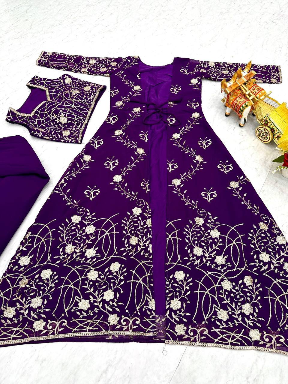 Aanshi Georgette Embroidered Shrug Set