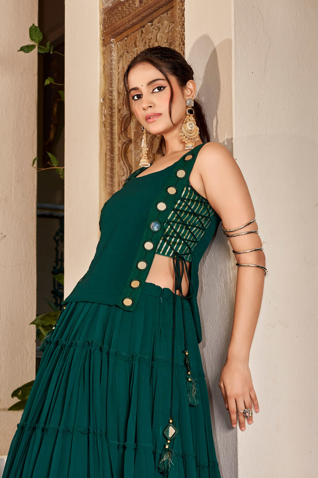 Palak Green Feather Light Lehenga Choli