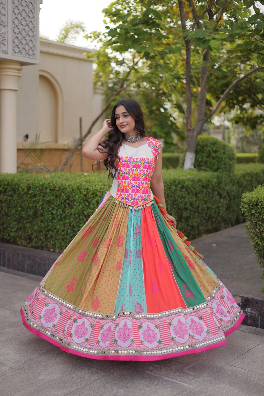 Chhavi Multicolor Cotton Printed Mirror Lehenga Choli