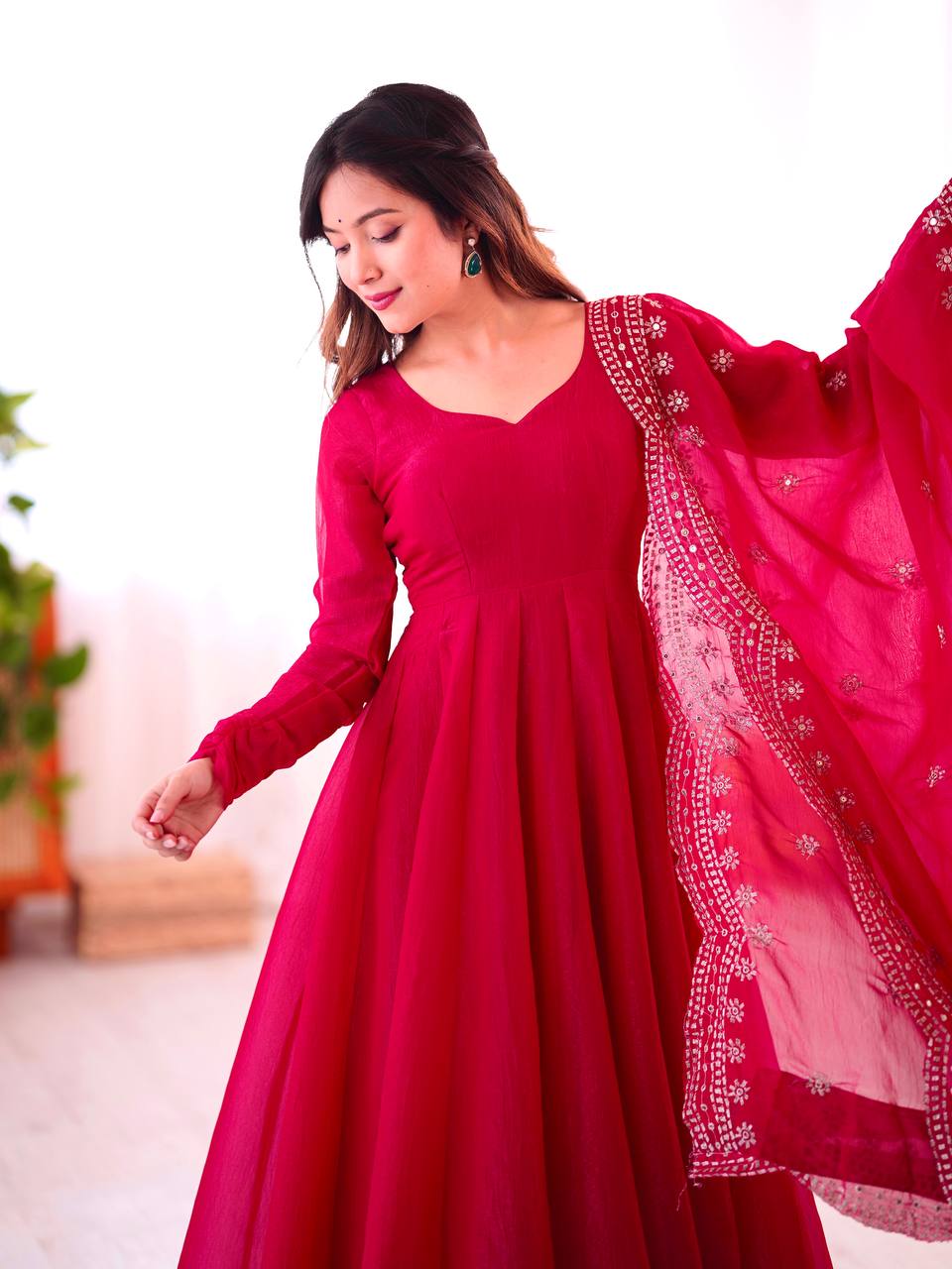 Tiya Fandy Silk Pink Anarkali Suit