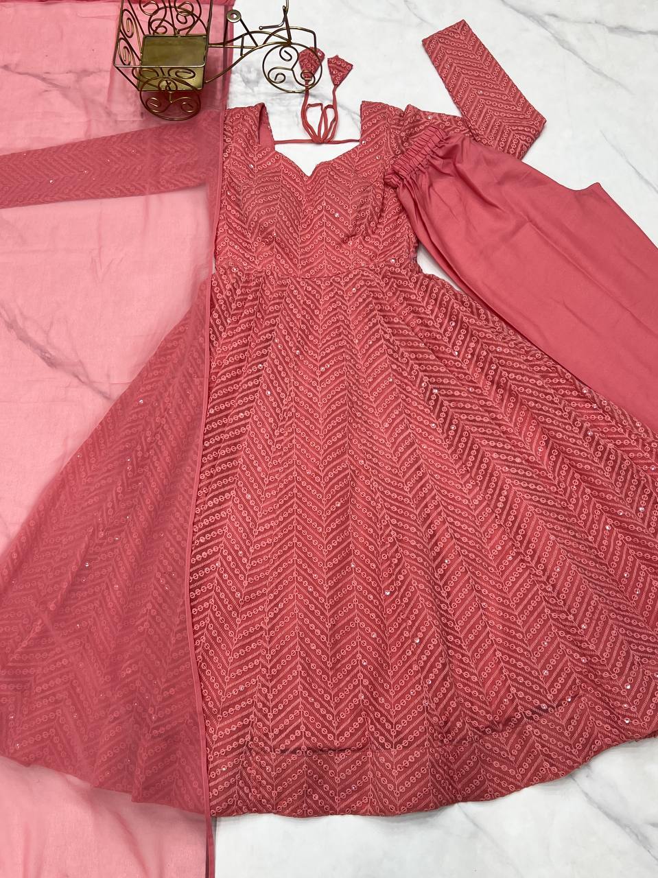 Jyotika Peach Anarkali Suit Set