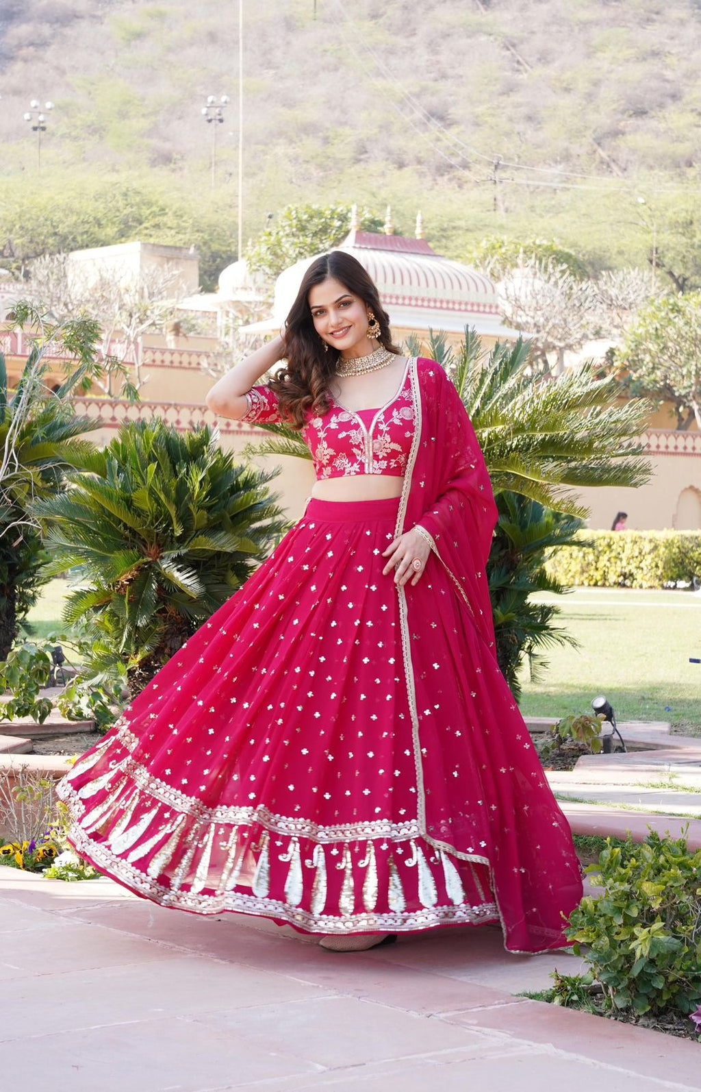 Vrinda pink sequins embroidered lehenga set