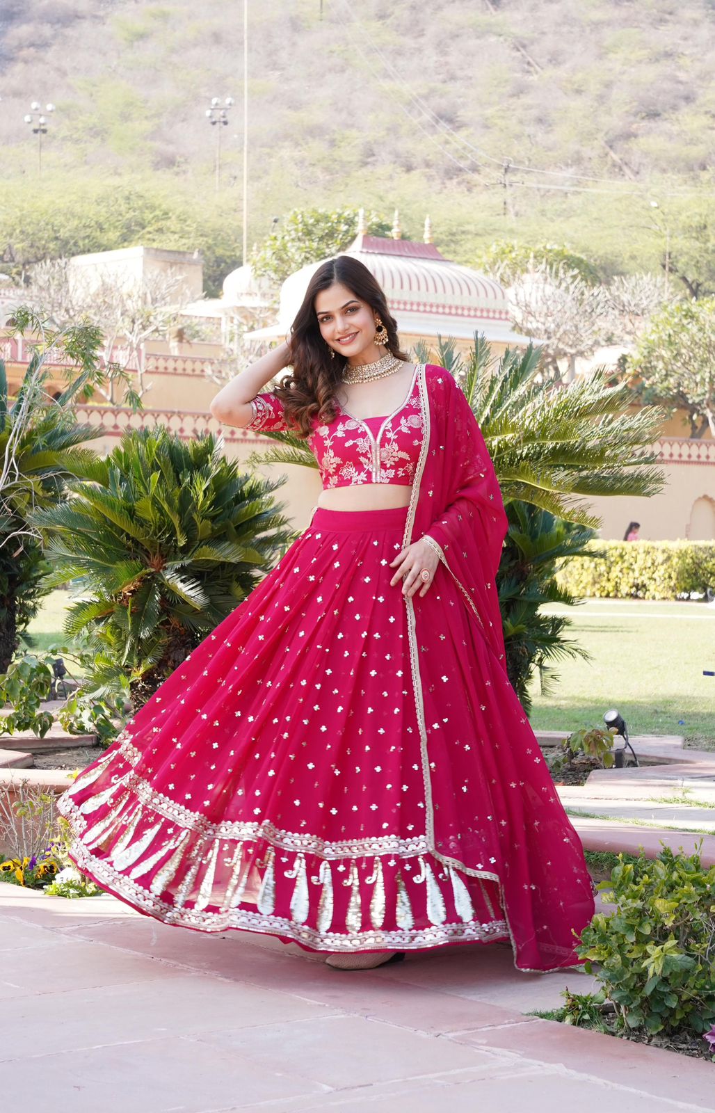 Vrinda pink sequins embroidered lehenga set