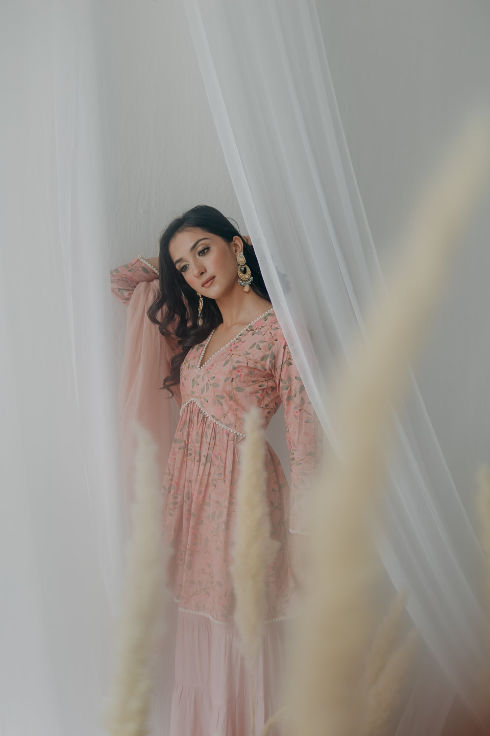 Ojaswi Pink Cotton Kurti Sharara Set