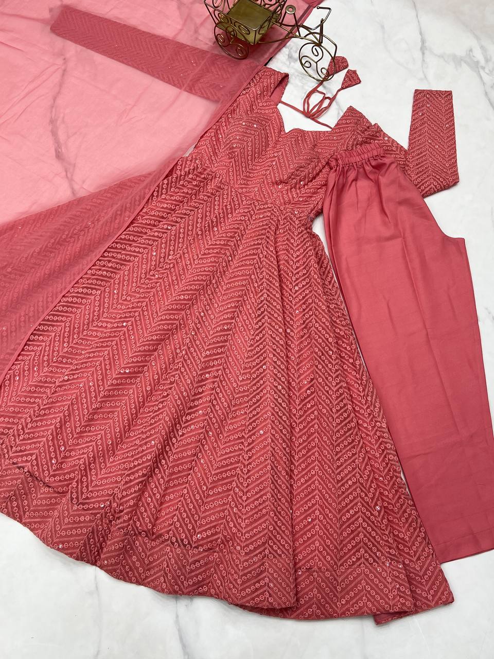 Jyotika Peach Anarkali Suit Set