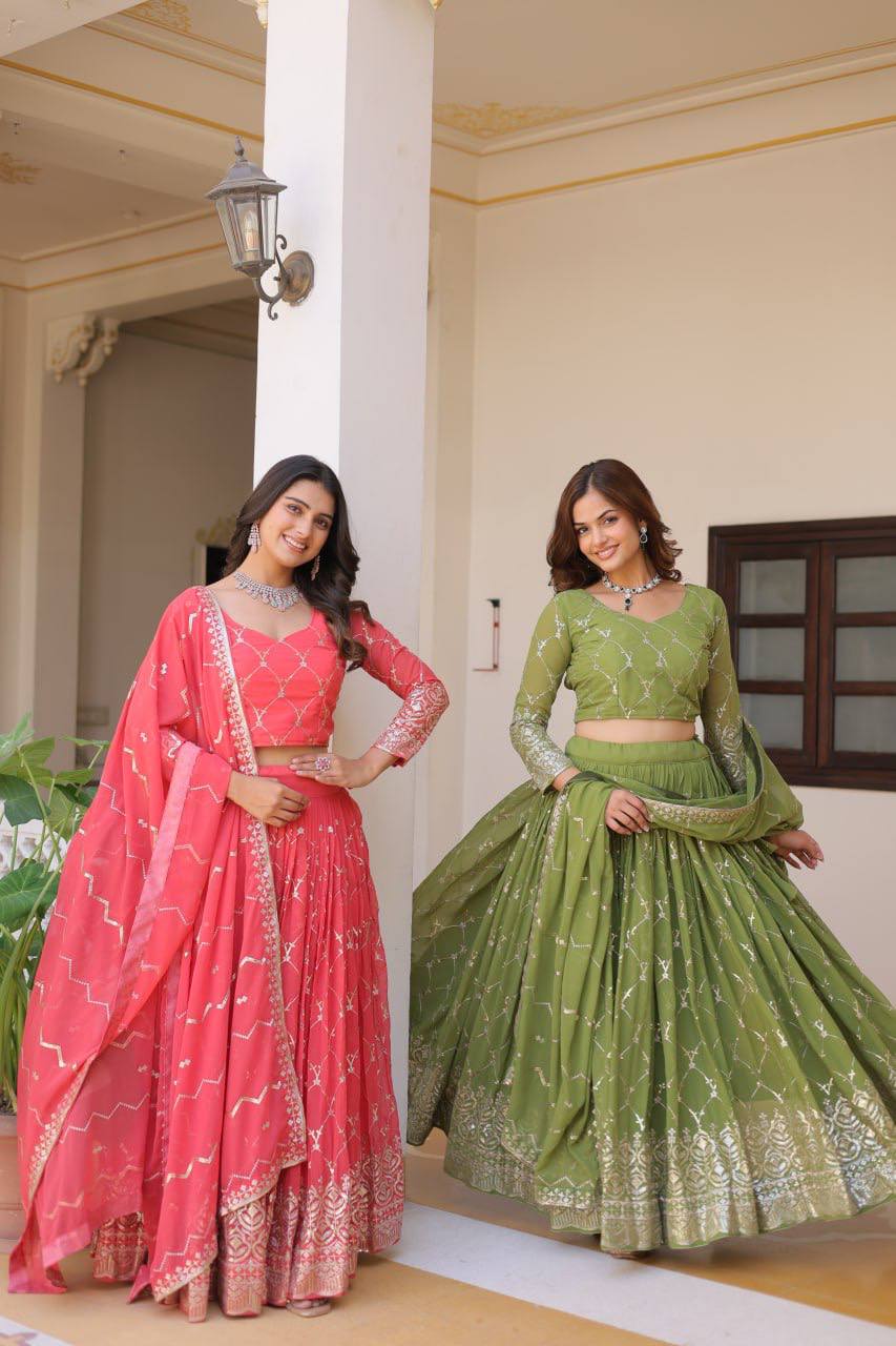 Georgette embroidered Kimaya designer lehenga choli