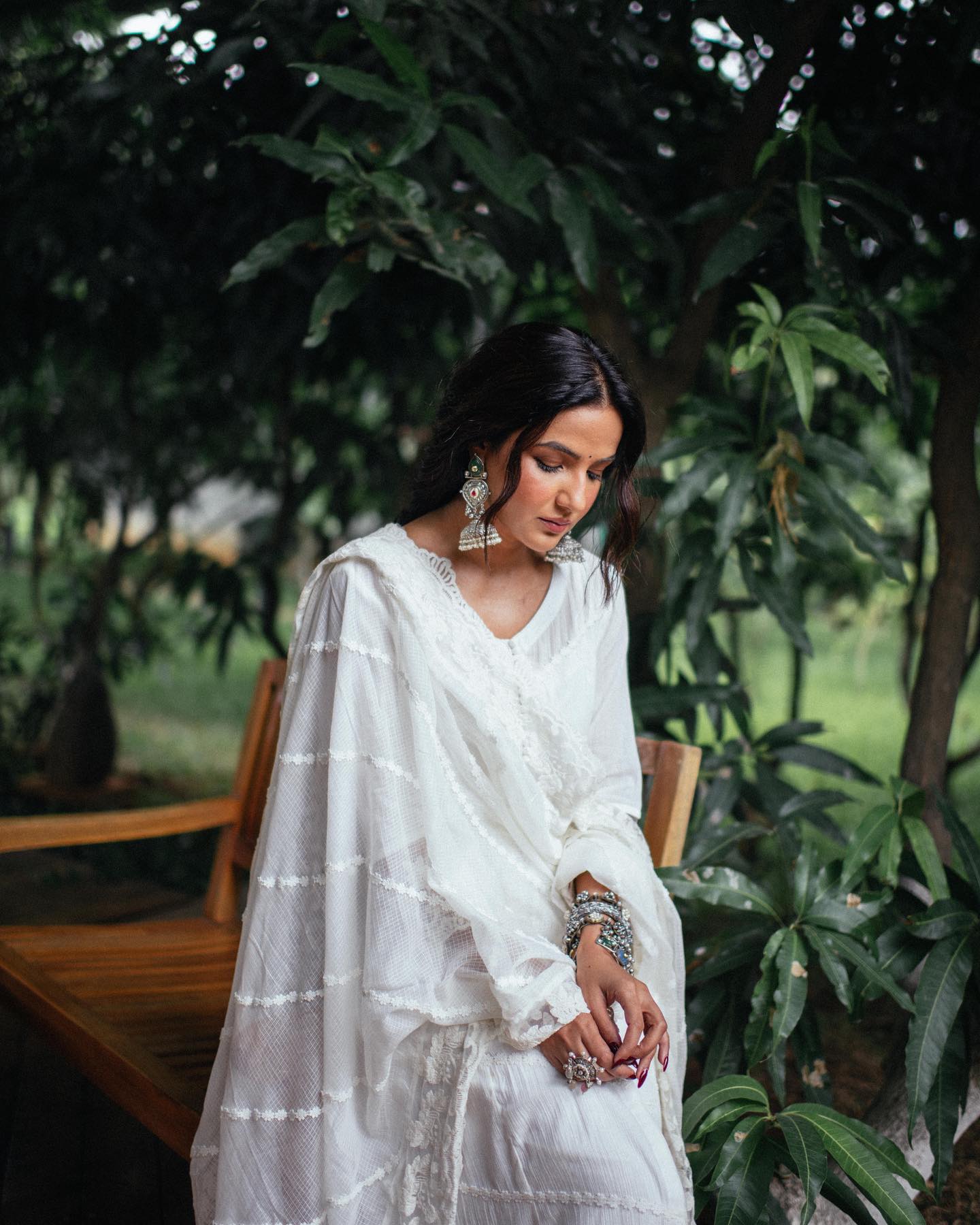 Prabhavati White Muslin Embroidered Kurti Set