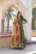 Padmini georgette green embroidery anarkali gown set