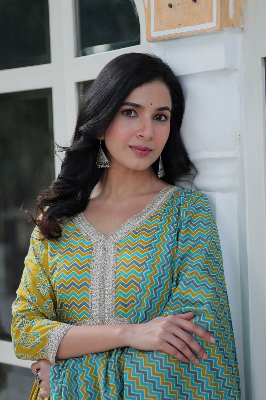 Veenashi Green Pure Cotton Kurti Set