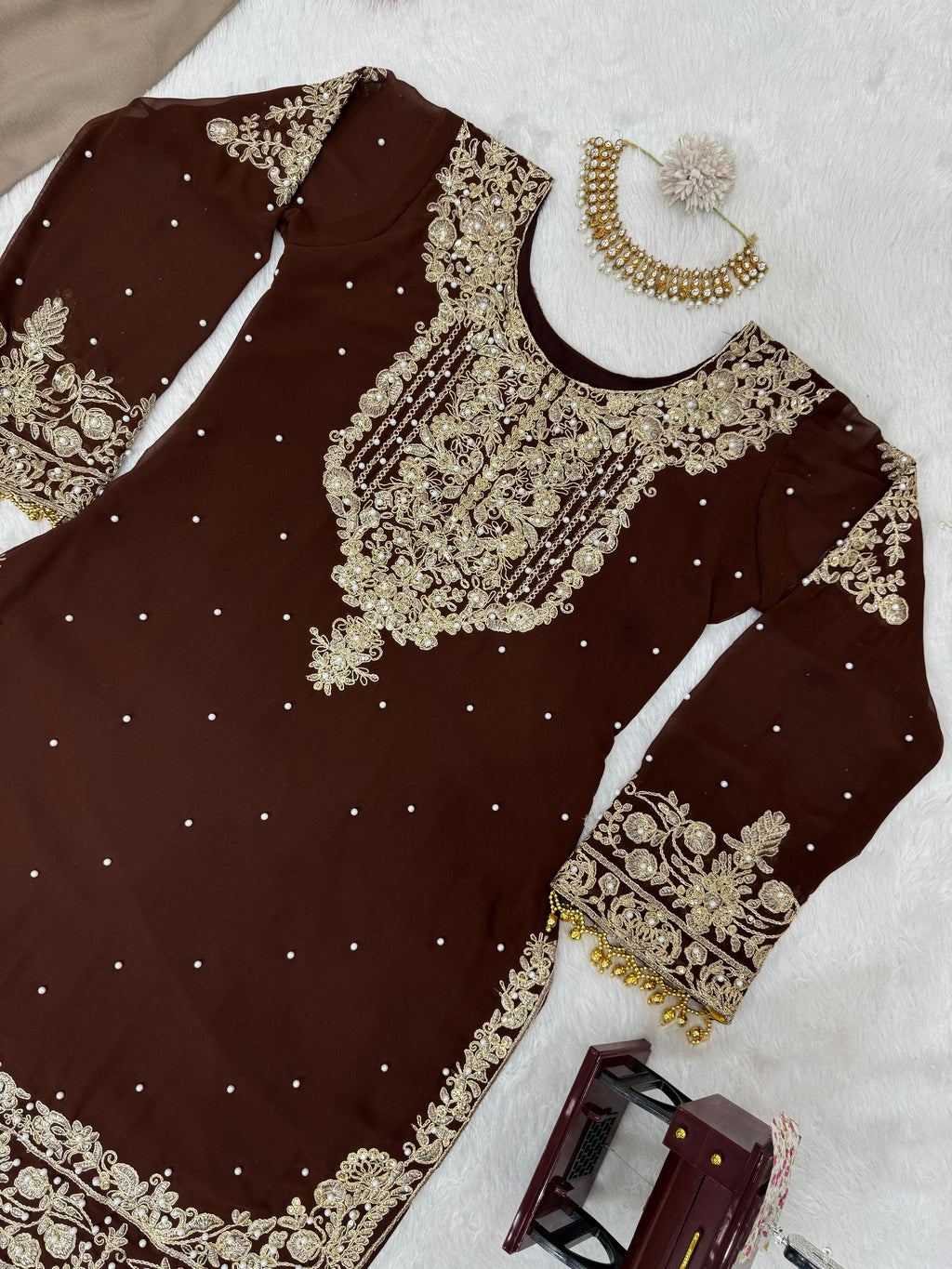 Niyati Georgette Embroidered Kurti Sharara Set