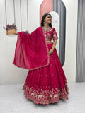Gopi Pink Color Vichitra Silk Embroidery Sequins Thread Work Lehenga Choli