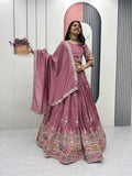 Raji Mauve Pink Vichitra Silk Embroidery Sequins Thread Work Lehenga Choli with Dupatta