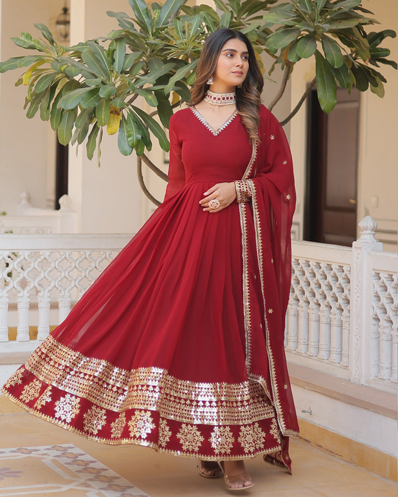 Pristine pizzazz sequined georgette flare suit set